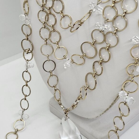Jockey Gold Tone Multistrand Hoop And Crystal Necklace - Picture 5 of 10